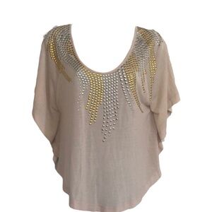 Free People Cream Scoop Neck Studded Tunic